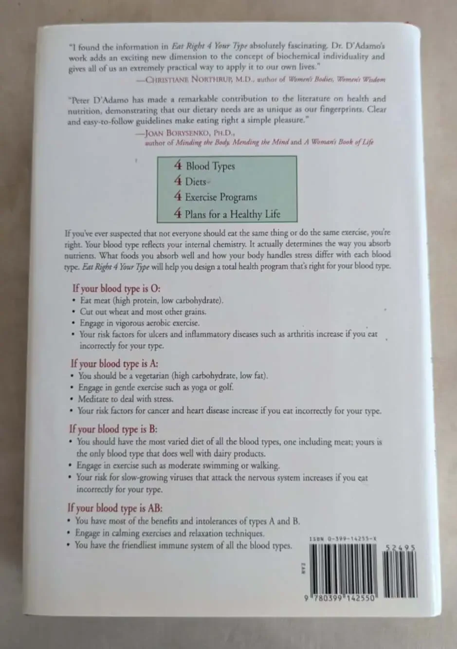 Eat Right 4 Your Type The Individualized Diet Solution to Staying Healthy Book